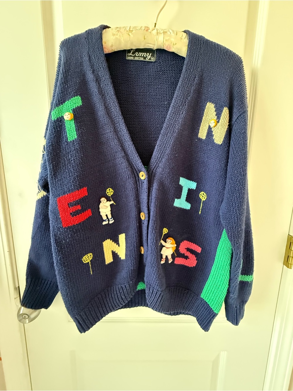 Rare Vintage Handmade Tennis Knit Cardigan